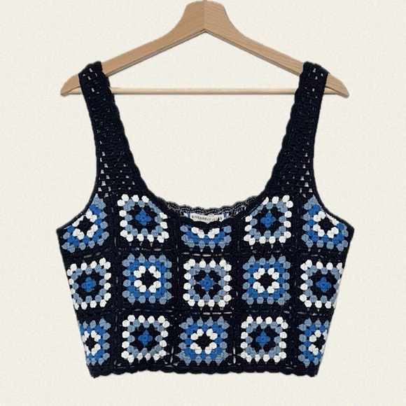 Sincerely Jules Black and Blue Patterned Tank Top - Picture 1 of 5
